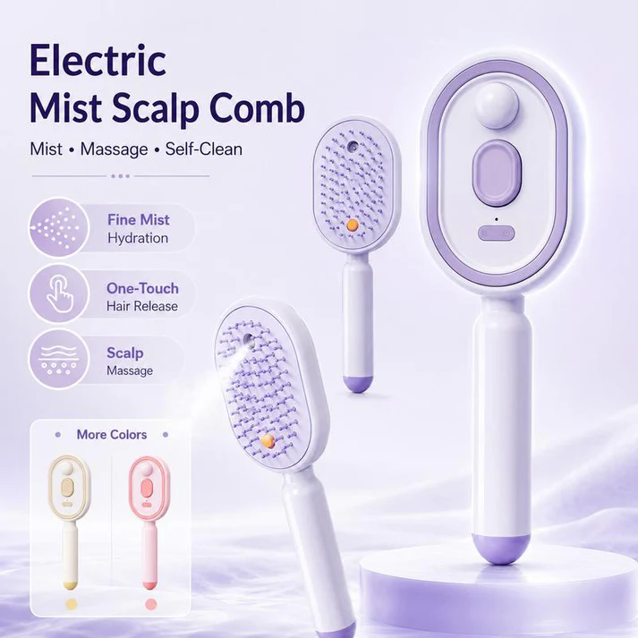 50K+ SOLD!🔥ProGlide™🇬🇧 Scalp Massager Comb 💆♀️ – Self-Cleaning 🧼, Tangle-Free ✂️ & Frizz-Control Hair Brush with Soothing Mist Spray 💨✨ | Perfect for Dry, Brittle Hair 💧🌟