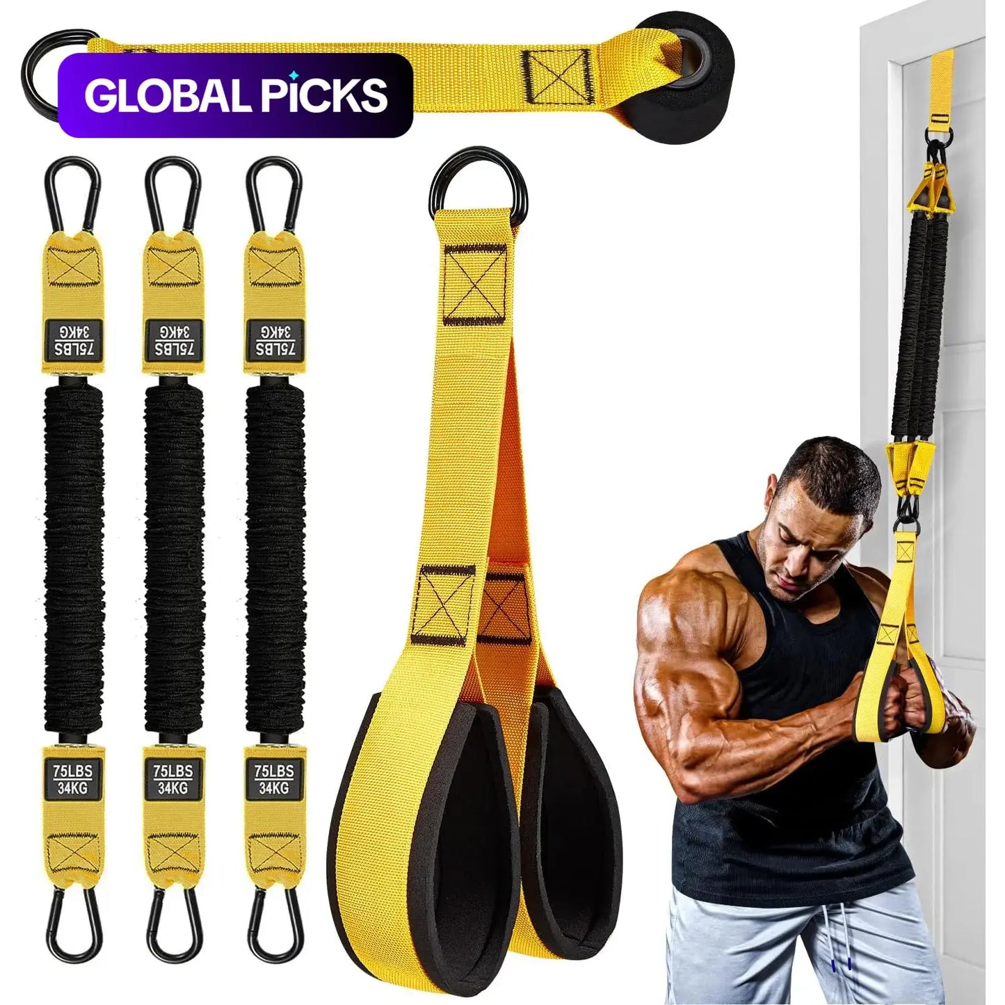 Heavy Duty Adjustable Resistance Training Bands - 225 lbs Capacity