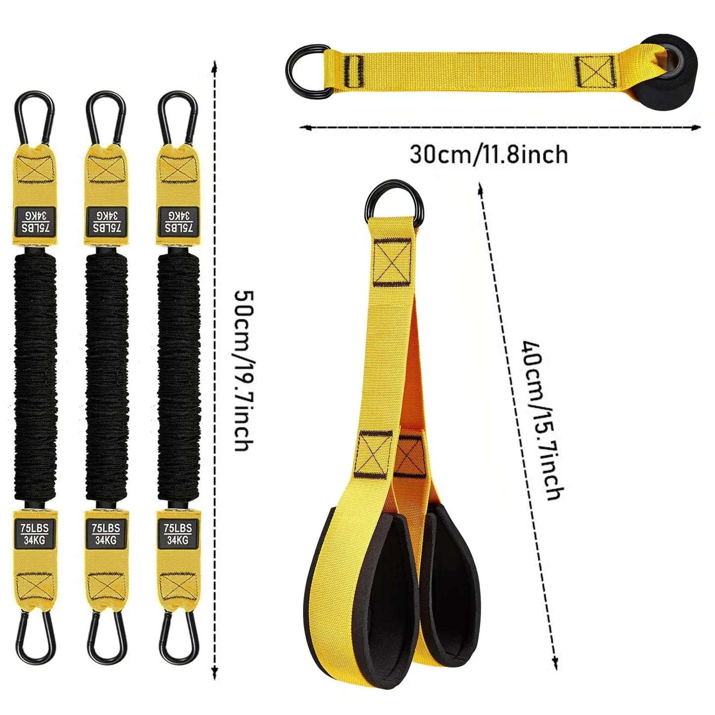 Heavy Duty Adjustable Resistance Training Bands - 225 lbs Capacity