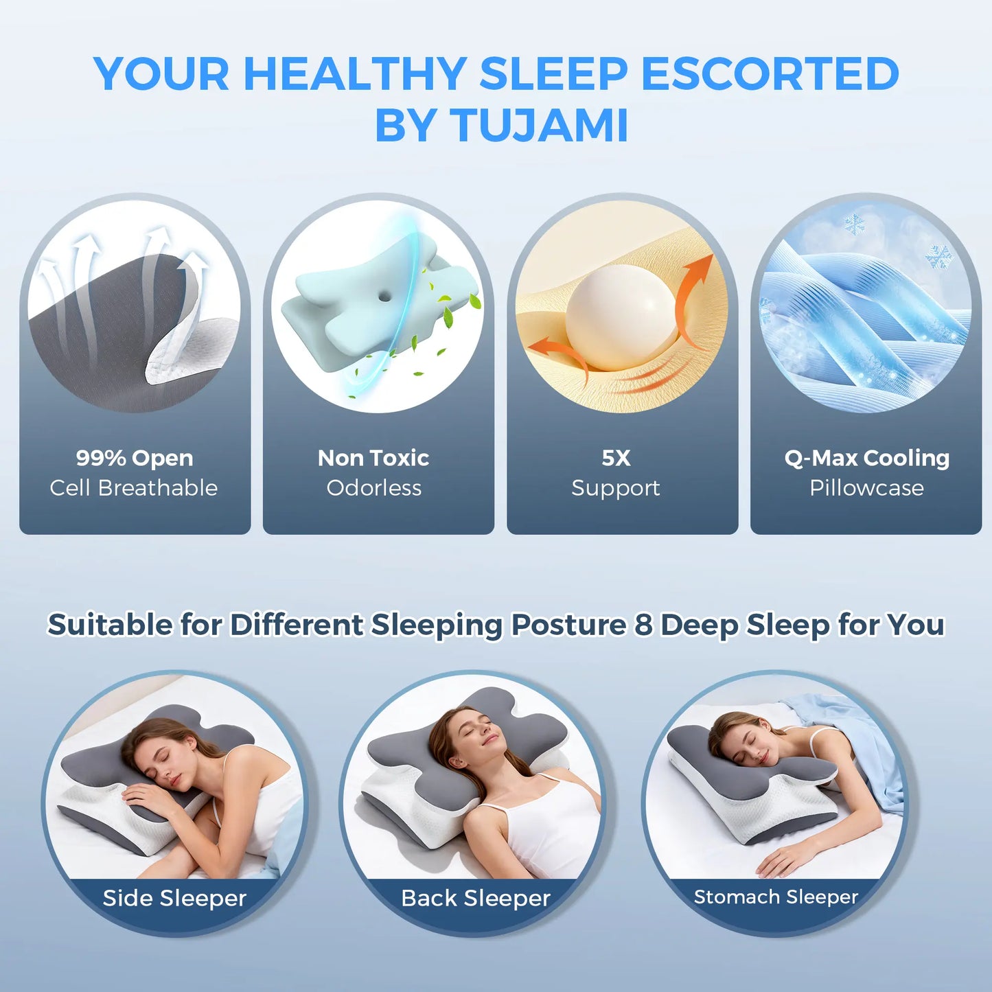 VIPfree Adjustable Ergonomic Memory Foam Pillow
