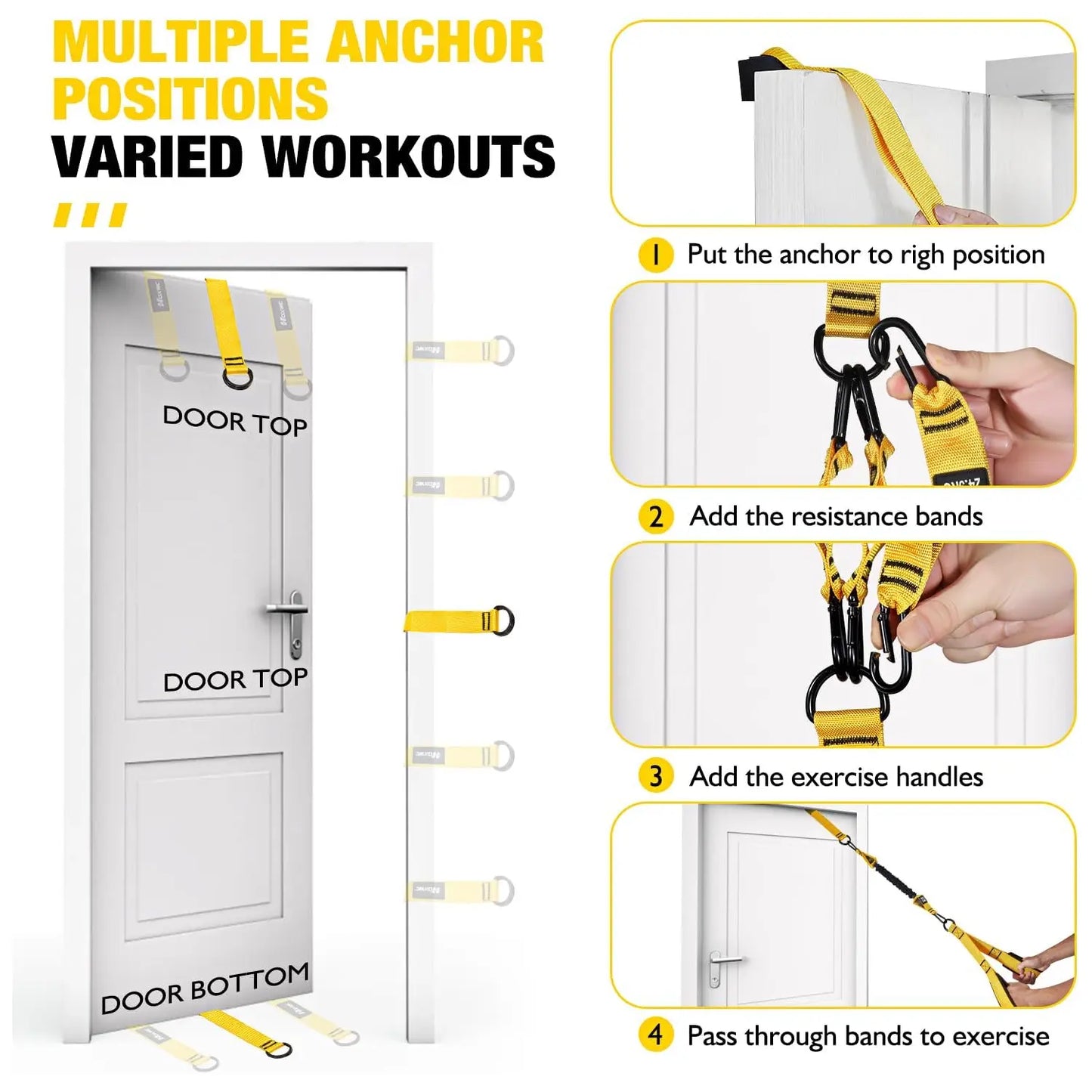 Heavy Duty Adjustable Resistance Training Bands - 225 lbs Capacity